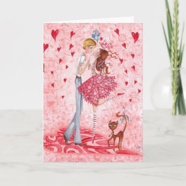 Tarjeta Festiva Corazones de amor de la pareja de San Valentín | T