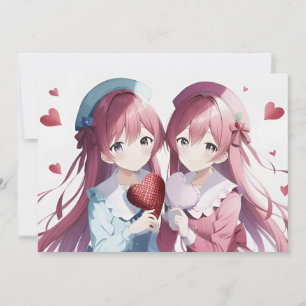 Tarjeta Festiva Corazones de anime Día de San Valentín
