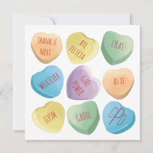 Tarjeta Festiva corazones de caramelo de conversación del Día de S