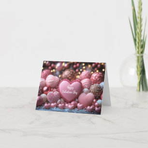 Tarjeta Festiva Corazones de Chocolate Rosa Felicitación de San Va