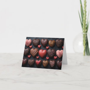 Tarjeta Festiva Corazones de Chocolate Saludo de San Valentín
