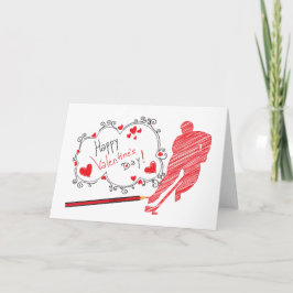 Tarjeta Festiva corazones de dibujos animados de hockey sobre césp