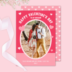 Tarjeta Festiva Corazones de fotos del esposo de San Valentín, fel