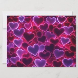 Tarjeta Festiva corazones de neón lindos y coloridos para el día d