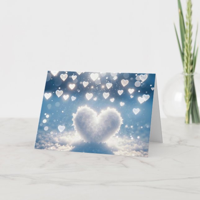 Tarjeta Festiva Corazones de nieve de invierno para navidades (Anverso)