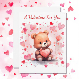 Tarjeta Festiva Corazones De Oso el día de San Valentín Para Los A