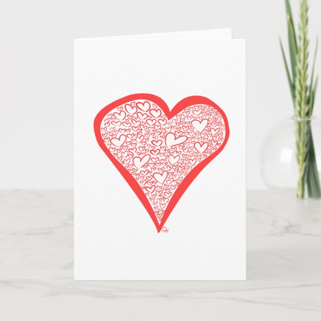 Tarjeta Festiva Corazones de San Valentín (Anverso)