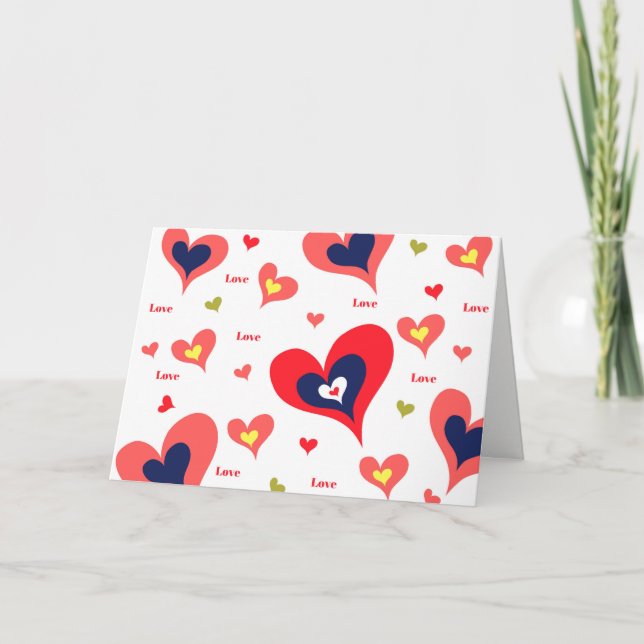 Tarjeta Festiva Corazones de San Valentín (Anverso)