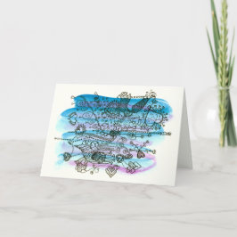 Tarjeta Festiva Corazones de San Valentín en Personalizable azul y