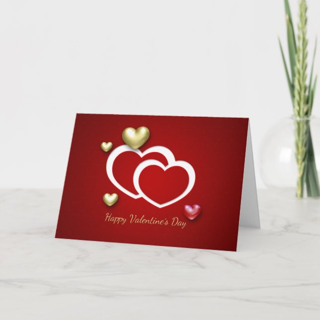 Tarjeta Festiva Corazones de San Valentín Rojo Moderno (Anverso)