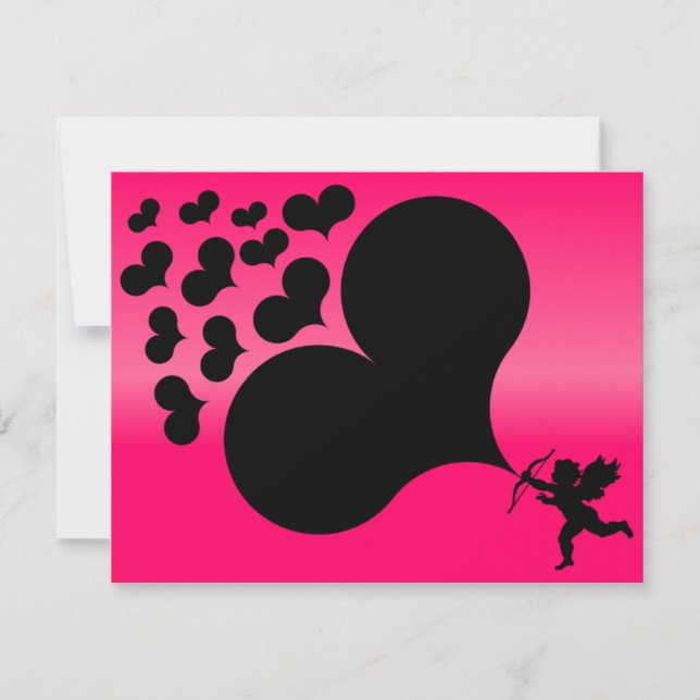 Tarjeta Festiva Corazones de tiros cupido (Anverso)