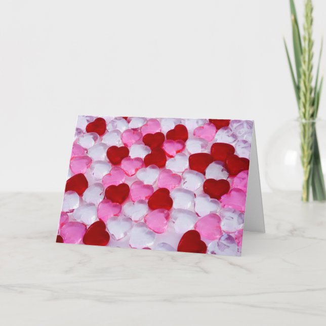 Tarjeta Festiva Corazones de vidrio II (Anverso)