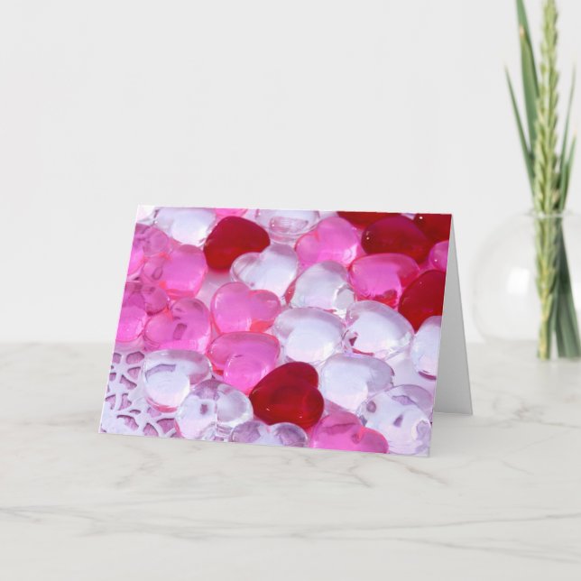 Tarjeta Festiva Corazones de vidrio III (Anverso)