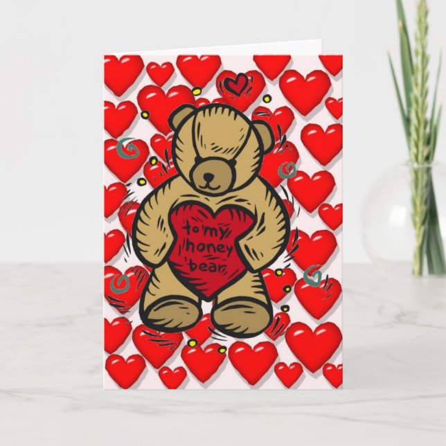 Tarjeta Festiva Corazones del oso de peluche (Anverso)