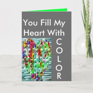 Tarjeta Festiva Corazones desconcertados coloreados