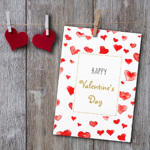 Tarjeta Festiva Corazones dibujados a mano felices Día de San Vale