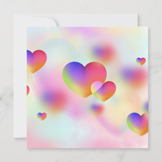 Tarjeta Festiva Corazones diminutos en rojo y rosa (Anverso)