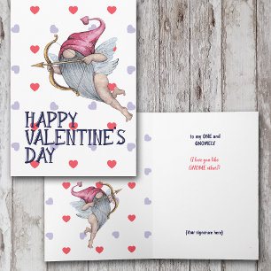 Tarjeta Festiva Corazones Divertidos Valentine Cupido Gnome