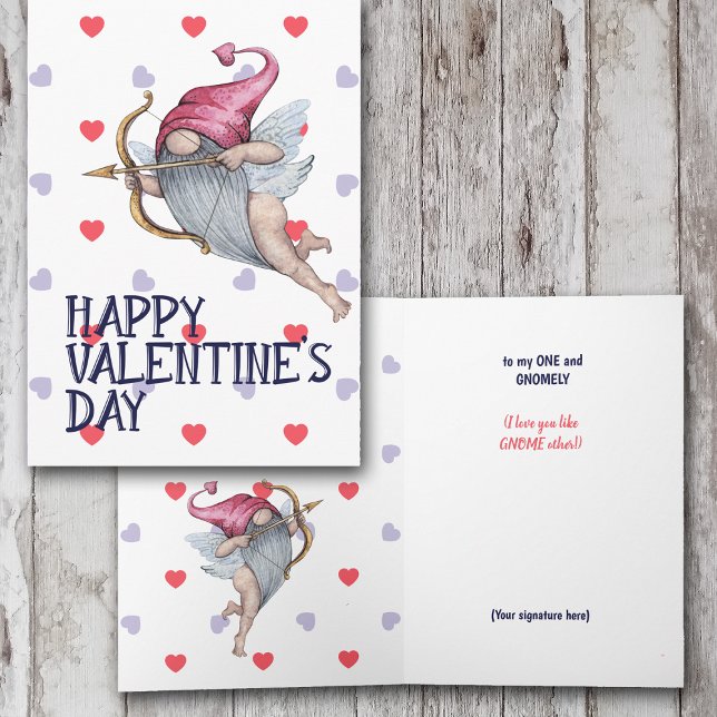 Tarjeta Festiva Corazones Divertidos Valentine Cupido Gnome (Subido por el creador)