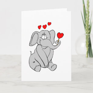Tarjeta Festiva Corazones elefantes adorables de San Valentín