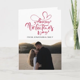 Tarjeta Festiva Corazones Elegantes Simples Feliz Día de San Valen