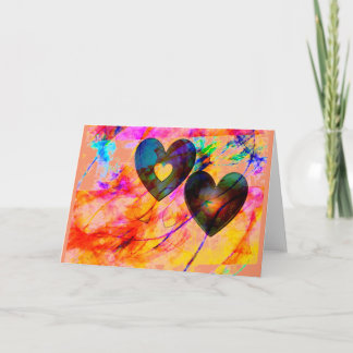 Tarjeta Festiva Corazones en la salida del sol