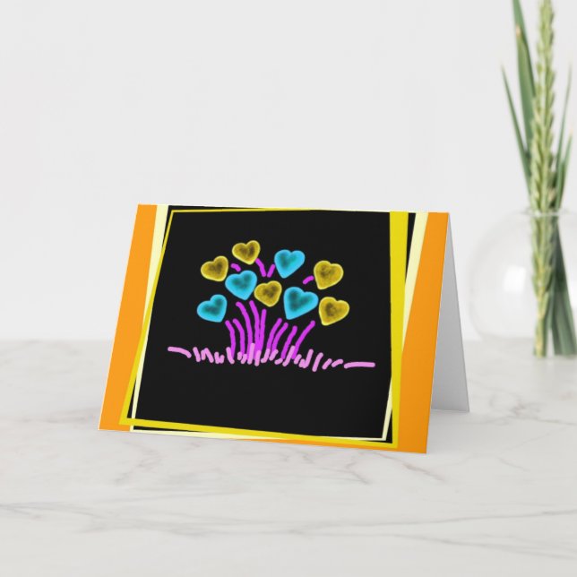 Tarjeta Festiva corazones florales (Anverso)