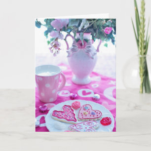 Tarjeta Festiva Corazones hermosos ajustes de la mesa de San Valen