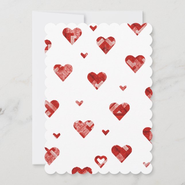 Tarjeta Festiva Corazones individuales de patchwork-Rojo (Anverso)