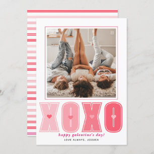 Tarjeta Festiva Corazones modernas de XOXO rosa Galentines Day Pho