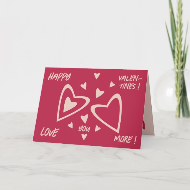 Tarjeta Festiva Corazones nucleares - magenta - ¡Feliz San Valentí (Anverso)