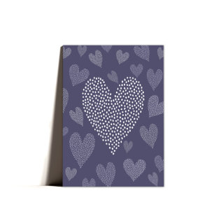 Tarjeta Festiva Corazones Purpuras Sentimentales Día de la Madre