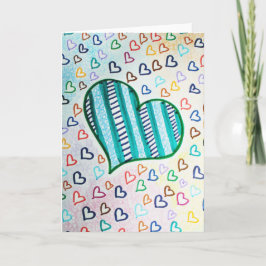 Tarjeta Festiva Corazones retro 80 para Día de San Valentín