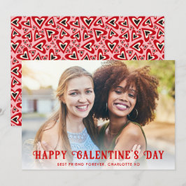 Tarjeta Festiva Corazones Retro Groovy Feliz Día de la Gelantina F