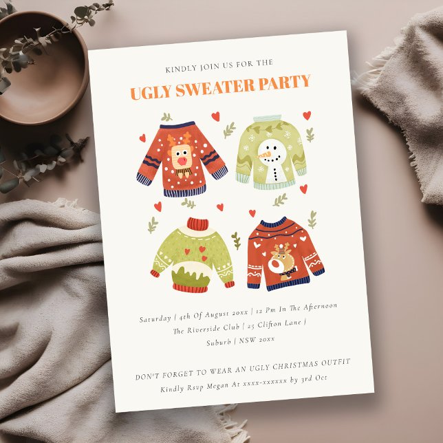 Tarjeta Festiva Corazones ricas Navidades suéteres Fiestas invitan (Subido por el creador)