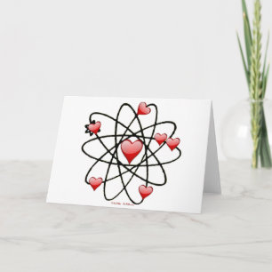 Tarjeta Festiva Corazones rojos de San Valentín atómico