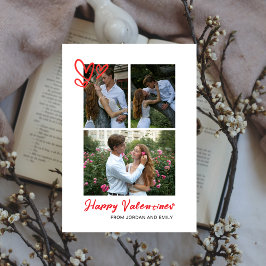 Tarjeta Festiva Corazones rojos elegantes foto del Día de San Vale