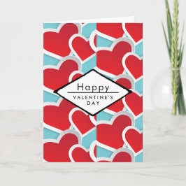 Tarjeta Festiva Corazones rojos felices Día de San Valentín