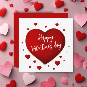 Tarjeta Festiva Corazones Rojos Feliz Día de San Valentín