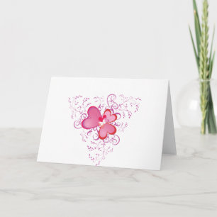 Tarjeta Festiva Corazones rosados