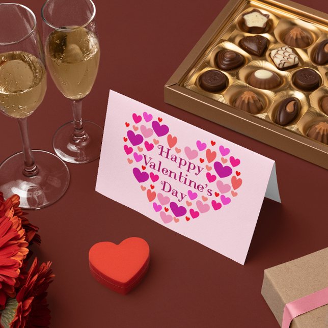 Tarjeta Festiva Corazones rosados Feliz Día de San Valentín (Subido por el creador)