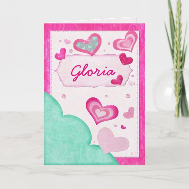 Tarjeta Festiva Corazones rosados Personalizado judío Cumpleaños V (Anverso)