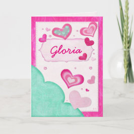 Tarjeta Festiva Corazones rosados Personalizado judío Cumpleaños V