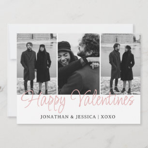 Tarjeta Festiva Corazones Rosas Caprichosos Tríptico de Fotos San 
