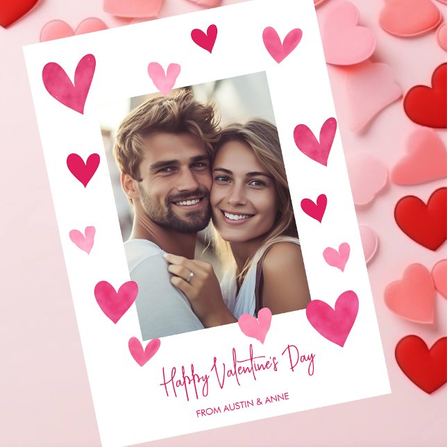 Tarjeta Festiva Corazones rosas Feliz día de San Valentín foto (Subido por el creador)