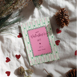 Tarjeta Festiva Corazones rosas florecen & Corazón verde - San Val