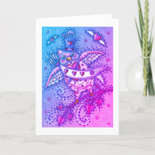 TARJETA FESTIVA CORAZONES SIMILARES N' CORAZONES CUPIDOS OWL VALEN