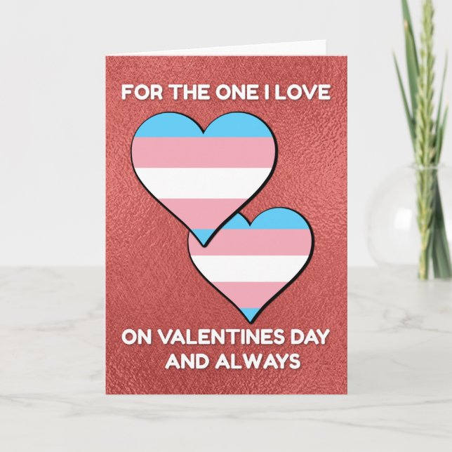 Tarjeta Festiva Corazones Trans San Valentín (Anverso)