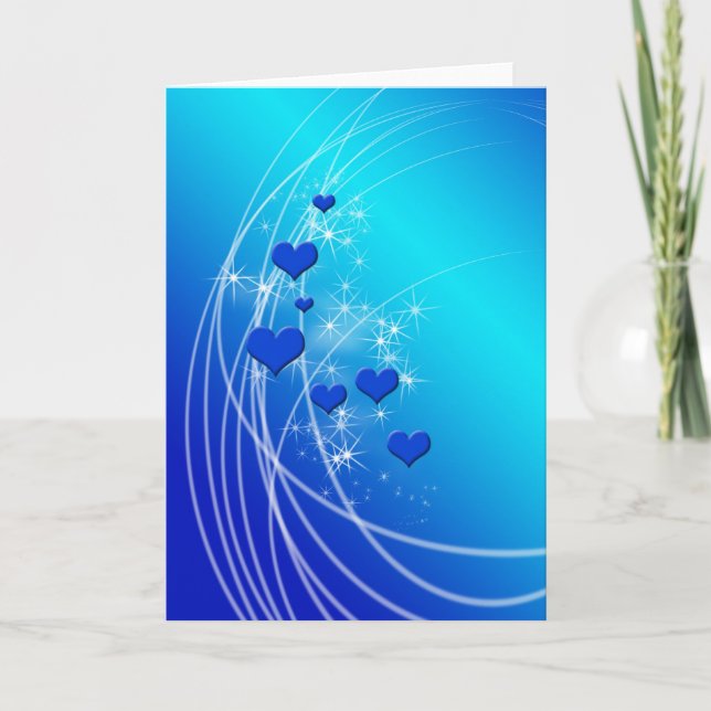 Tarjeta Festiva Corazones y chispas azules (Anverso)