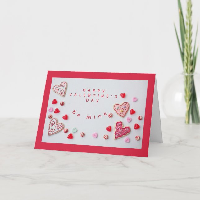 Tarjeta Festiva Corazones y dulce San Valentín (Anverso)